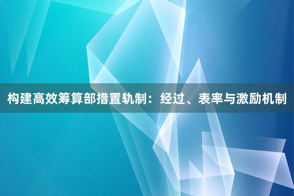 构建高效筹算部措置轨制：经过、表率与激励机制